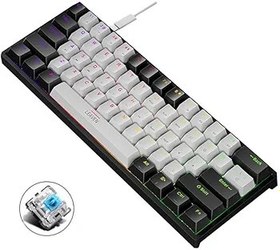 Resim Valkyrie Leaven K620 Blue Switch Mekanik Gaming Oyun Klavyesi RGB 61 Key Mavi Tuş Type-C Klavye Siyah-Beyaz 