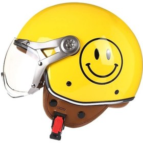 Resim Tcherchi Vintage Chopper Motosiklet Retro Açık Yüz Kaskı Sarı 