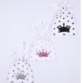 Resim Babyhola Kız Erkek Bebek Taç Baskı Bere Şapka 3'lü Set Yenidoğan 0-3 Ay Hediyelik 1256 Çok Renkli 