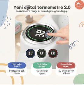 Resim Katlanabilir Termometreli Bebek Küveti, Kaymaz Banyo Yastığı - Yenidoğan Bebekler İçin Küvet 
