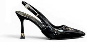 Resim Kadın Stiletto Bej Rugan Sivri Burun Orta Topuk Taşlı Toka Yeni Sezon F6180 