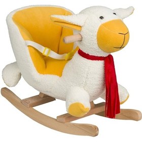 Resim Vavbaby Sallanan At Ahşap Peluş Yumuşak - Kuzu Beyaz 