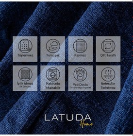 Resim Jakarlı Şönil Koltuk Örtüsü Kanepe Örtüsü Koltuk Şalı 110x175 2 Ad. Kaymaz Lacivert Lacivert 