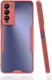 Resim Tecno Camon 18T Kılıf Renkli Silikon Kamera Lens Korumalı Şeffaf Parfe Kapak - Pembe 