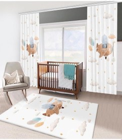 Resim Bebişim Uçan Fil Çocuk Odası Halısı Çok Renkli 