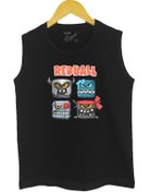 Resim Raf Coll Çocuk Siyah Örme Kolsuz T-shirt Red Ball Dijital Baskılı 