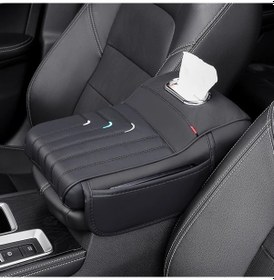 Resim Dashanshop 1 Adet Universal Araç Kol Dayama Yastığı Yan Cepli Sulu Deri Konsol Koruyucu Kılıf 2024 Yeni Siyah 