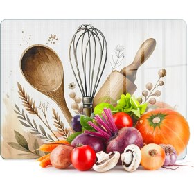 Resim Decovetro Cam Kesme Tahtası ve Sunumluk Kitchenware Desenli 30 x 40 cm 