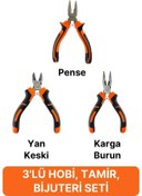 Resim Svein Mini Takı Bijuteri Seti Dayanıklı Kesme Kıvırma Pense Yan Keski Karga Burun Hobi Alet Takımı 3'lü 