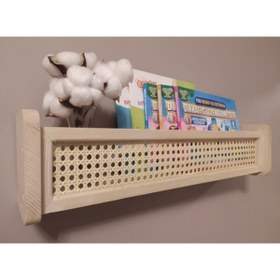 Resim glb decor wood hand made Hazeranlı Ahşap Montessori Kitaplık Bebek Ve Çocuk Odası Hasır Raf 