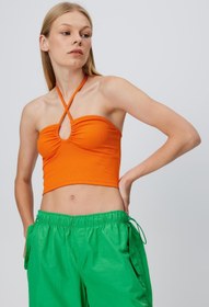 Resim BABOKAH Ön Dekolte Tünelli Kolsuz Crop Top 