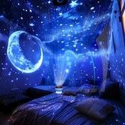 Resim 1 adet Yıldız Ay Yıldızlı tavan projeksiyon gece lambası Anahtar kontrolü ofis dekoru atmosferi ile uyku için gece lambası USB tak ve kullan, mükemmel bir Noel hediyesi 