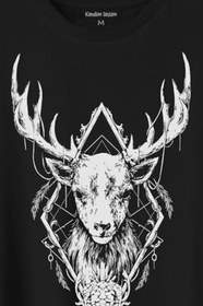 Resim Geyik Animal Street Culture Baskılı Tişört Unisex T-Shirt 