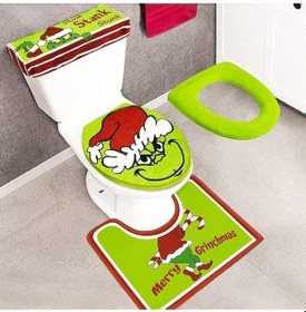 Resim Yulong Moveevo Grinch Noel Banyo Seti - 4 Parça Klozet Kapağı, 