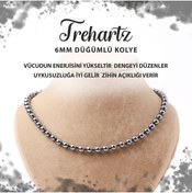 Resim Deniz Doğal Taş Sertifikalı Trehartz 6 Mm Düğümlü Doğal Taş Kolye 
