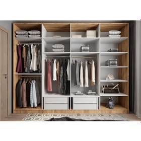 Resim Hugo 8 Kapaklı Dolap Gardırop Çam Beyaz 