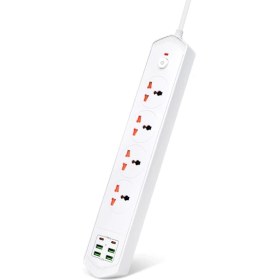 Resim Lisa Butik 10 Girişli 4+4 USB + 2 Type-C Çoklu Priz 2 M Kablolu Akım Korumalı Anahtarlı Uzatma Grup Priz 3000W 