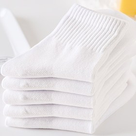 Resim 5 Çift Kadınlar İçin Nefes Alabilir Orta Boy Atletik Çorap - Kabartmalı Tasarım, Düz Beyaz, İlkbahar & Yaz için Rahat, Sevimli Çoraplar, Günlük Kullanım Çorapları, Çok Yönlü Çoraplar, Yumuşak Çoraplar 