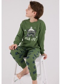 Resim Rolypoly Erkek Çocuk Yeşil Pijama Takımı Rp3669-c-v1 