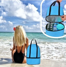 Resim Next Craft Plaj Çantası Termos Çanta Isı Yalıtımlı Piknik Kamp Çantası Sıcak Soğuk Tutucu 2 Bölmeli 26 Litre Mavi 