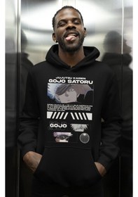 Resim Sevbano Jujutsu Kaisen Gojo Satoru Baskılı Unisex Oversize Anime Karakter Siyah 