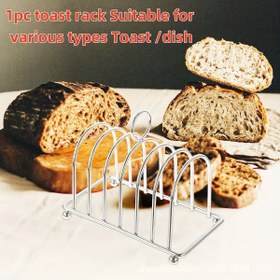 Resim 1 adet Metal Ekmek Rafı 6 Yuvalı - Paslanmaz, Parlatılmış, Dilimlenmiş Ekmek ve Kaplar için İdeal, 5.7 İnç Mutfak Depolama Çözümü Ev ve Ticari Kullanım için, Ticari Mutfak Rafı | Modern Mutfak Eşyaları | Dayanıklı Metal Raf, Ekmek Servis Tabağı 