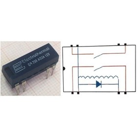 Resim Gr208-Ad24-12V Diyotlu Reed Röle Çift Kontak Normalde Açıktır 12V 