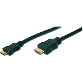 Resim Assmann HDMI Highspeed Bağlantı Kablosu (HDMI 1.3), 1080p, HDMI Tip C (mini) Erkek - HDMI Tip A Erkek, 3 metre, CU, AWG30, 2 x zırhlı, UL, altın kaplama, siyah renk 