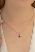 Resim OSMANLI GÜMÜŞ Rose Renk Damla Model Yakut Taşlı Kadın Gümüş Kolye Gkldmlm1del-ros 