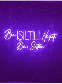 Resim Bu Işıltılı Hayatı Ben Seçtim Yazılı Neon Led Aydınlatma Tabela Güzellik Merkezi Dekorasyon 80x40 Cm Mor, ışıktıtek 