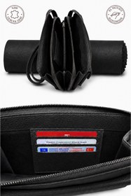Resim Derin Viral Gerçek Deri Erkek El Çantası, Telefon Bölmeli , El Askılı Premium Fermuarlı Clutch Cüzdan 