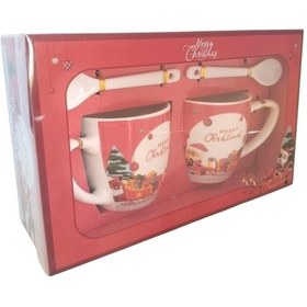 Resim Kutulu Noel Babalı Kupa Çiftli Kaşıklı Set Diğer 