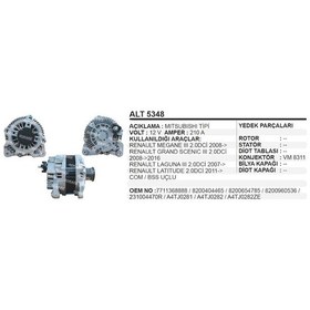 Resim Alternator 12V 210A Megane4 Laguna Latitu Com 504634241 