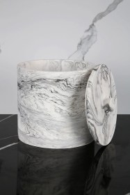 Resim Mermer Desenli Beton Çöp Kovası Banyo Mutfak Tuvalet Wc 18 Cm 4 Litre Gri 