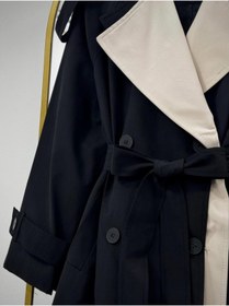 Resim Tebrikler tekstil Kadın Çift Renk Detaylı Oversize Trençkot G4887 