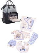 Resim Bebek Bakım Çantası Ve Taşlı 5 Parça Hastane Çıkışı İkili Set Mavi 