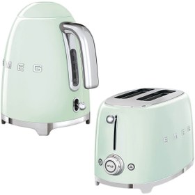 Resim Smeg Pastel Yeşil Kettle Ve 1x2 Ekmek Kızartma Makinesi Seti 