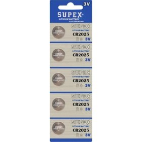 Resim Supex Pil Düğme 3V 2025 Lityum 5'li Paket Supex CR-2025 