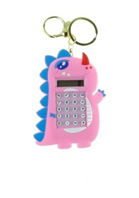 Resim Hesap Makinesi Dino Mini Anahtarlıklı Labirent Oyunlu Pembe 
