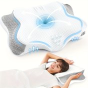 Resim Boyun Desteği için Ergonomik Tasarımlı Katlanabilir Yastık - Yan, Sırt ve Karın Üzerinde Uyuyanlar İçin Ortopedik Kontur Yatak Yastığı, Makinede Yıkanabilir, Siyah, Sırt Üstü Uyuyan Destekleyici Boyun Yastığı, Çağdaş Uyku Yardımı, Fermuarlı Kapatma 