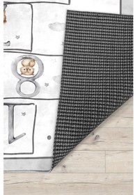 Resim Eğitici Sekseksevimli Hayvanlar Bambu Çocuk Halısı Gri 