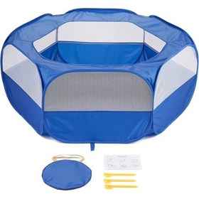 Resim Geekyou Mobil Evcil Hayvan Çitleri: Taşınabilir, Katlanabilir, Su Geçirmez Kedi Köpek Tavşan Kafesi Mavi 