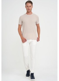 Resim Efor Slim Fit Yan Cepli Esnek Düz Beyaz Pamuk Pantolon P 1197 Beyaz 