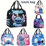 Resim Çanta içinde çanta, Disney Stitch çizgi film baskılı taşınabilir saklama çantası, okul öğle yemeği çantası, ofis çalışanları için dışarı çıkma, okula dönüş, üniversite, sınıf, ofis öğle yemeği çantası, Gıda Temassız 