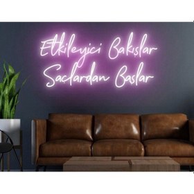 Resim Etkileyici Bakışlar Saçlardan Başlar Yazılı Neon Tabela Pembe 