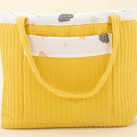 Resim Bebek Bakım Çantası - Hardal Örgü - Kuş 