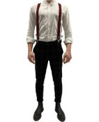 Resim %100 Deri Bordo Unisex Pantolon Askısı 