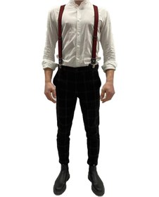 Resim %100 Deri Bordo Unisex Pantolon Askısı 