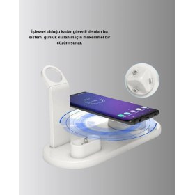 Resim 4’lü Apple Kablosuz Şarj Standı iPhone Watch ve Airpods Çoklu Şarjlı - Lisinya 