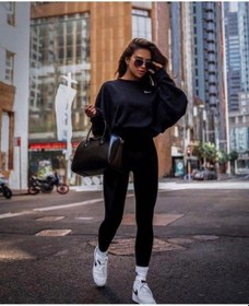 Resim Kadın Modası Kadın Siyah Fitilli Yüksek Bel Dikişsiz Örme Fitilli Tayt (Içlik)Siyah Xl/L Siyah 